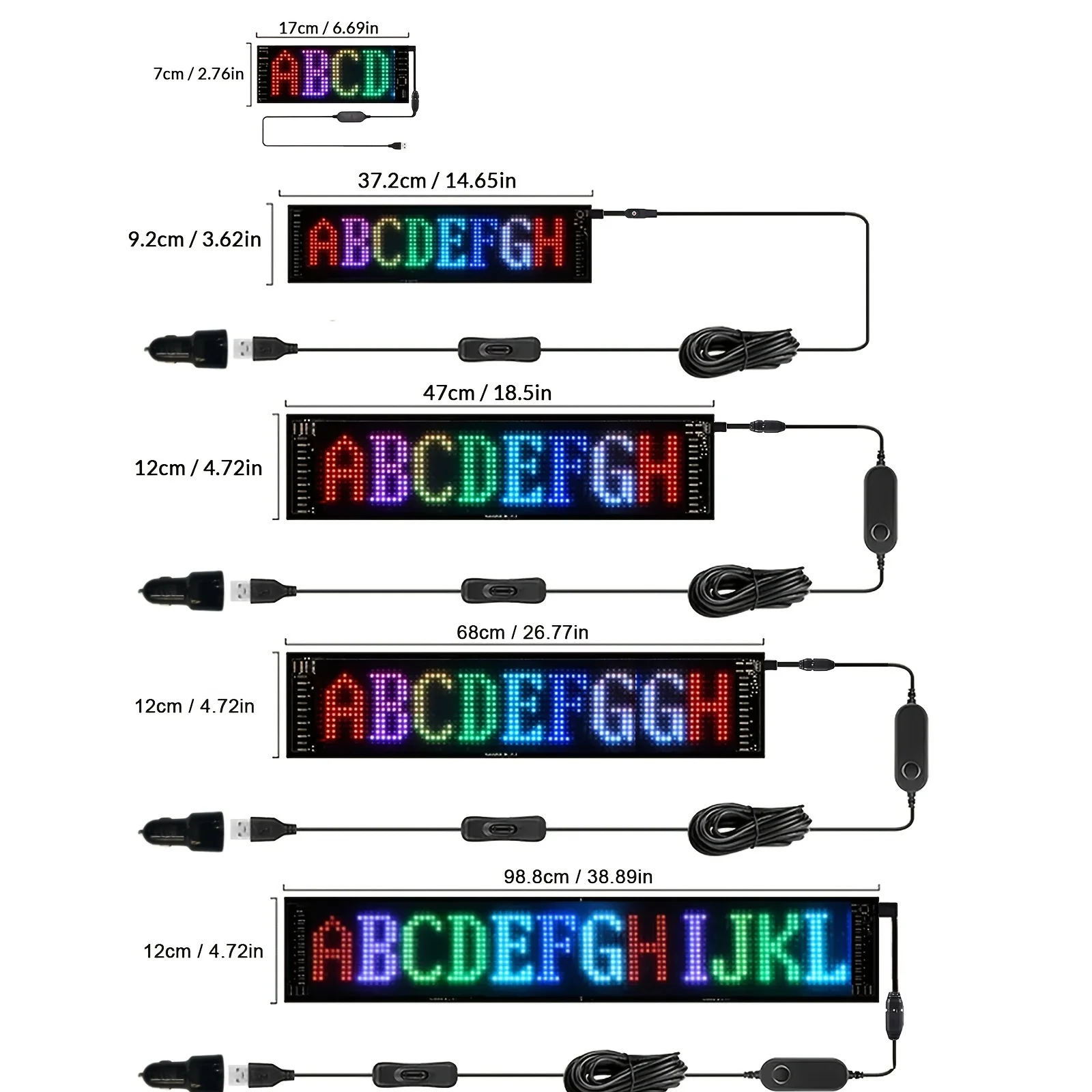 Гибкий светодиодный экран с беспроводной связью и USB — полноцветный, с управлением через приложение, идеально подходит для рекламы автомобиля и праздничных украшений
