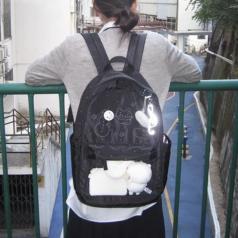 

Женская школьная сумка в японском стиле Kawaii в горошек, повседневные универсальные эстетические рюкзаки Y2k, прозрачная сумка большой емкости Ita, новинка 2023 года