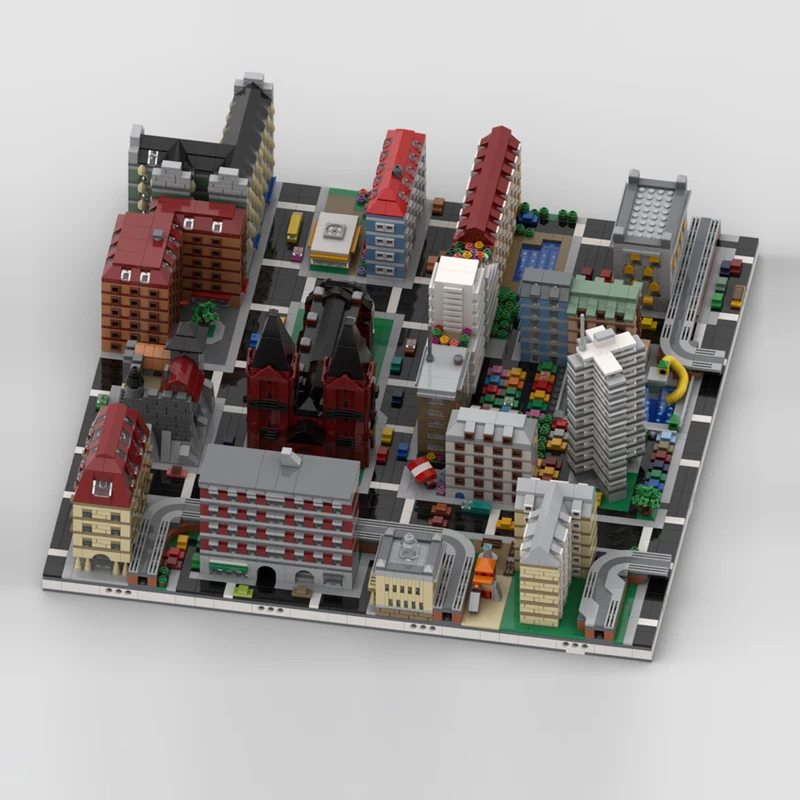 City Street View Model MOC Building Bricks Miniature Capital Diorama Modular Technology Gifts Holiday Assemble Children Toy Suit