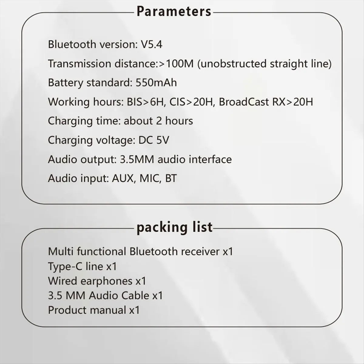 goodDT Bluetooth 5.4 Audio Transceiver Broadcast 1TX to 100+ RX Devices Wireless LE Audio Adapter AAC/AptX-AD/LC3 USB/AUX/MIC