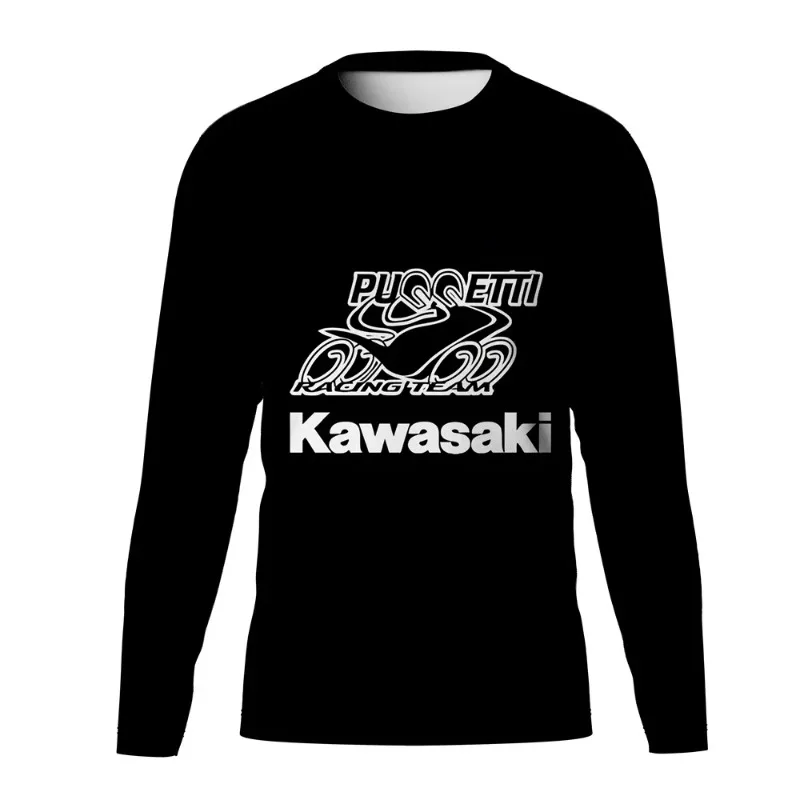 

Men's Round Neck Long Sleeved T-shirt Kawasaki 3D Printed Casual Simple Printed Breathable Fast Drying Comfortable Sports Top