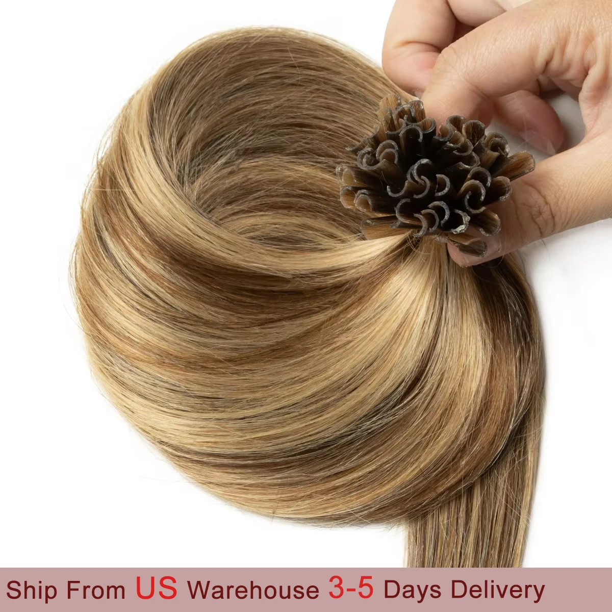 

U Tip Fusion Наращивание волос Блондинка Натуральные настоящие человеческие волосы Кератиновые капсулы для волос 16 дюймов 50 шт. 30 г