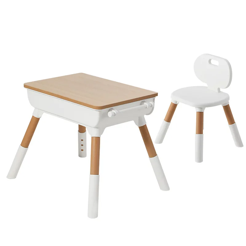 Stable Adjustable Kid Table Chair Multifunction Activity Educational Table Odorless Environmentally Friendly Wooden Study Desk