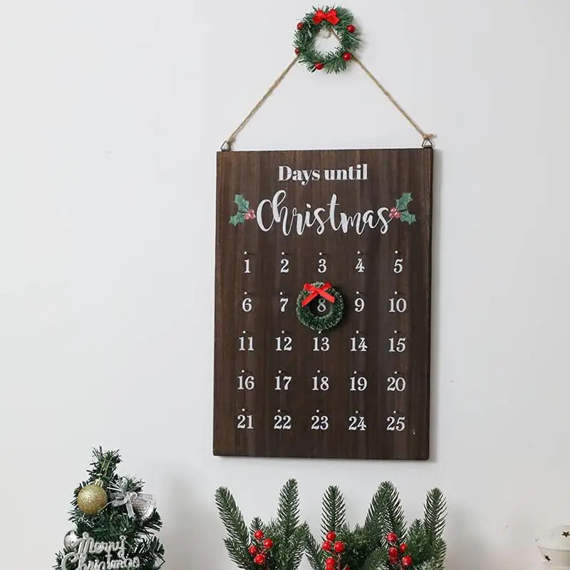 Wall Christmas Countdown Calendar Count Down To Christmas Wooden Calendar Sign Seasonal Vintage Elegance 25 Days Countdown Sign