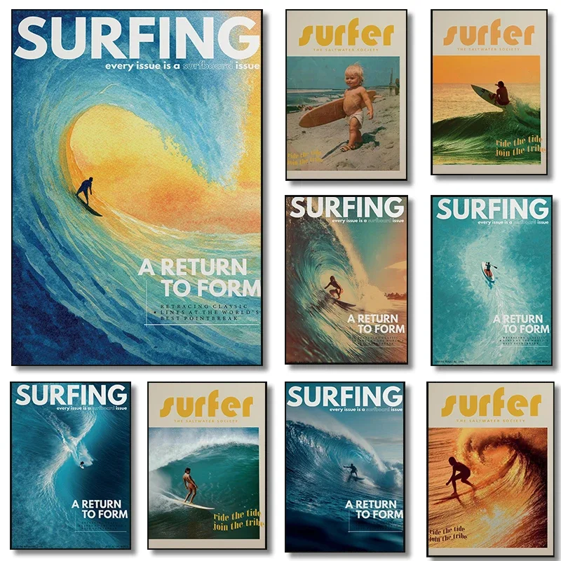 2026 Luxuriöses Modernes Ozean-Surf-Fotografie-Sonnenuntergang-Poster, Lifestyle-Strand-Wellen-Drucke, Leinwand-Wandbilder für Wohnzimmer