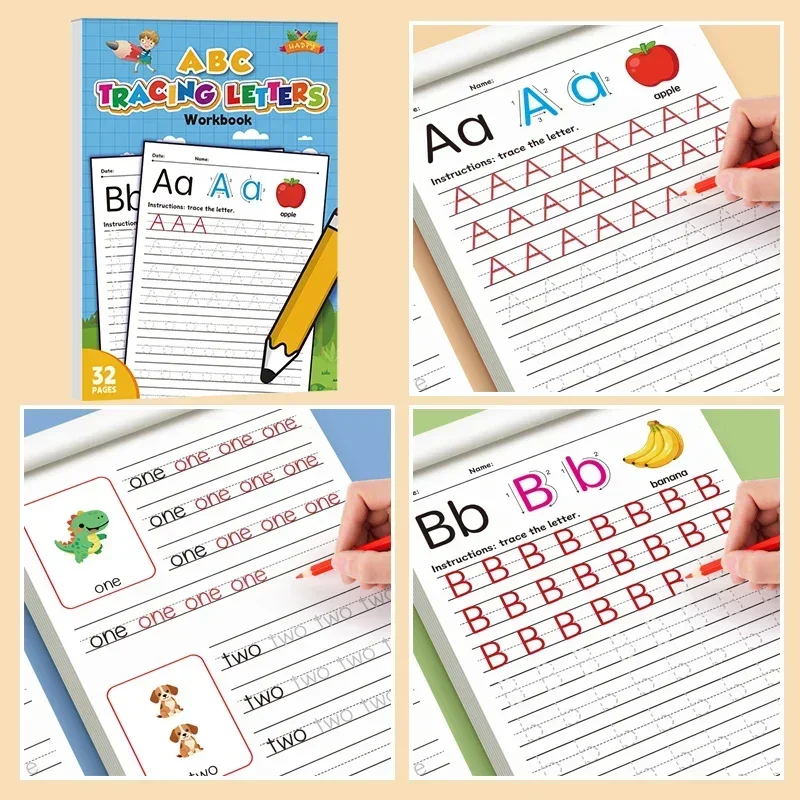 32 Pages ABC Tracing Letters Workbook for Kids | Preschool Learning Activities Handwriting Practice Book
