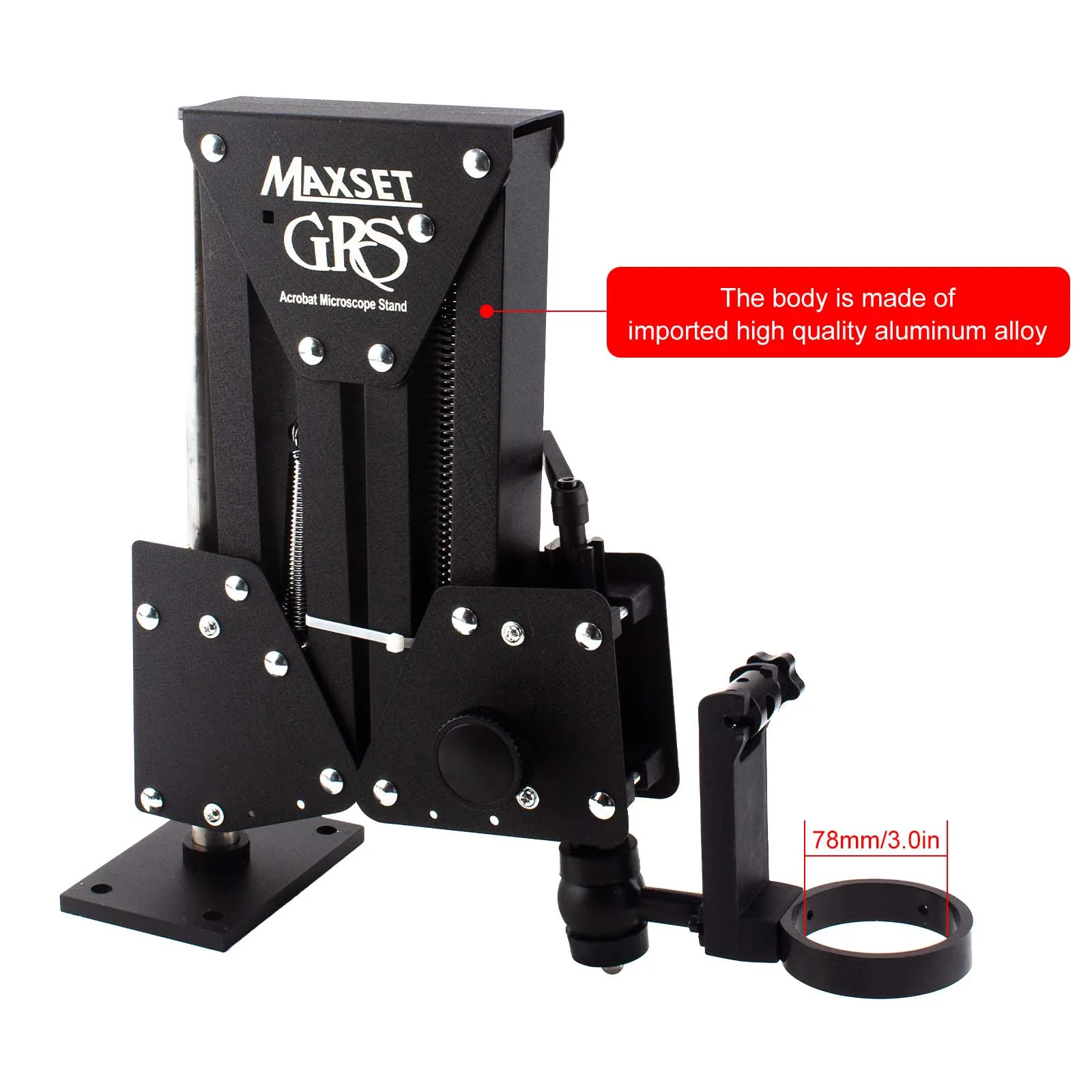 Microscope Arm Stand | Aluminum Alloy Spring Holder | No Lens Needed Tool Mount | for Engraving/Watch Repair - view 3