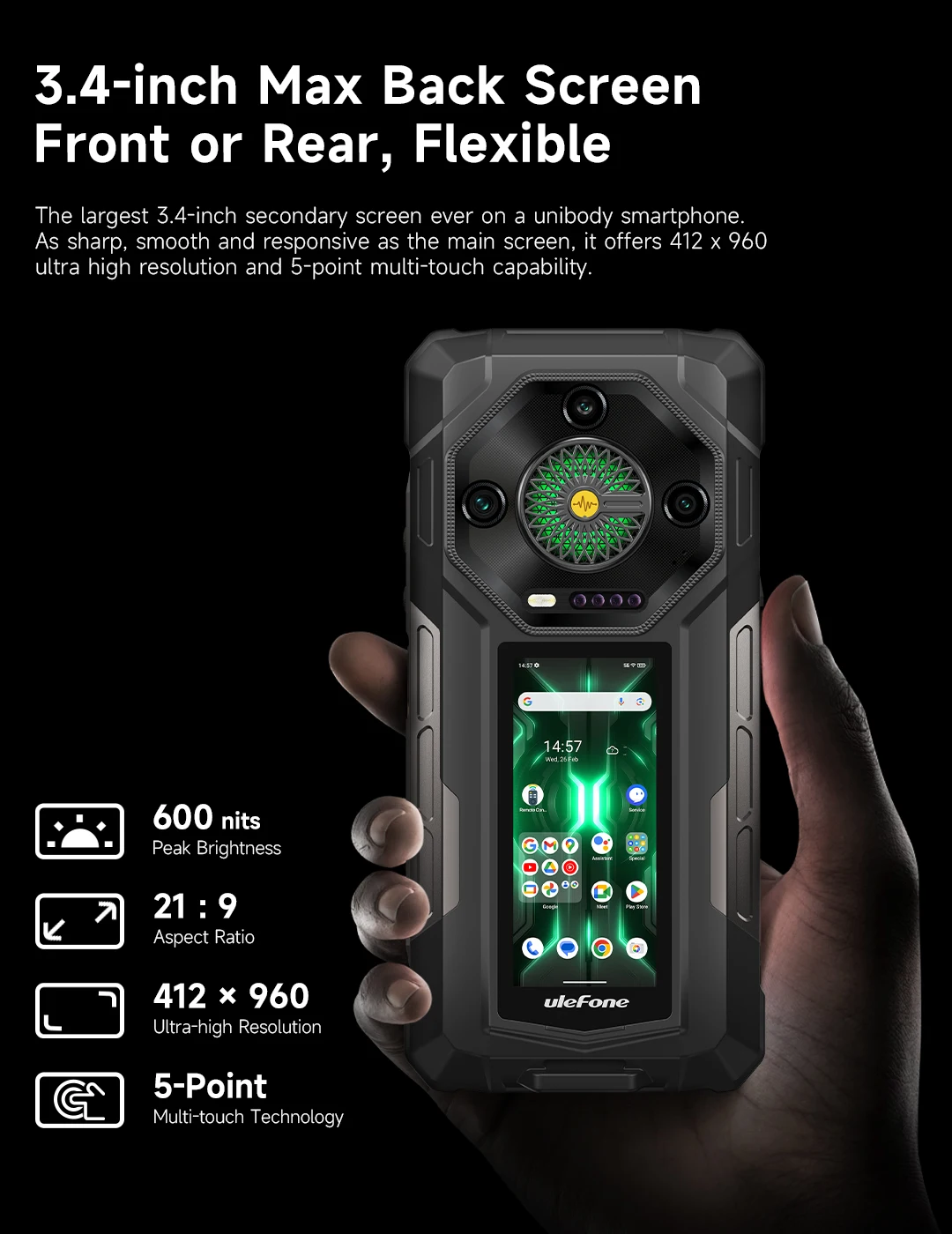 Ulefone Armor 33 Pro 5G Rugged Phone Smartphone Android 14 32GB+512GB 25500mAh Night Camera 64MP NFC Loud Speaker