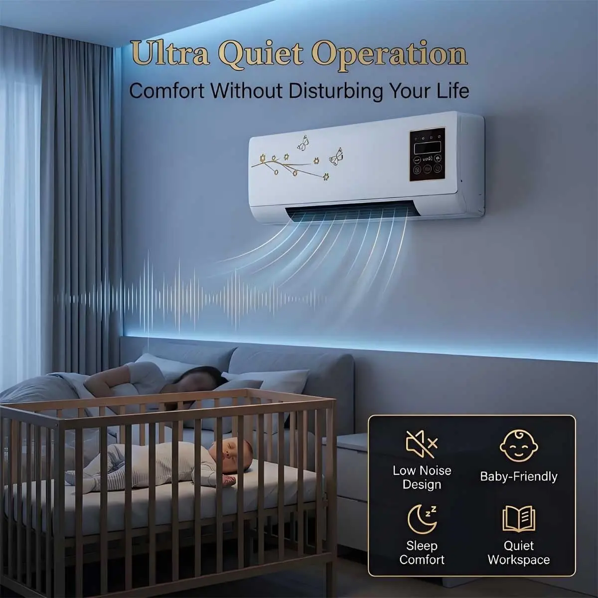 Portable Wall Mounted Air Conditioner Fan, Ductless Wall AC Unit No Window, PTC Space Heater and Fan Combo, Natural Wind & Warm Air, Remote Control for Bedroom Bathroom Garage RV(White)