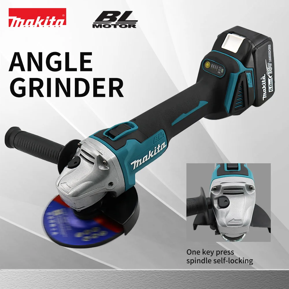 Makita 가변 속도 브러시리스 전기 앵글 연마기 연마기, 커팅 전동 공구, 18V, 100mm, 125mm, DGA404