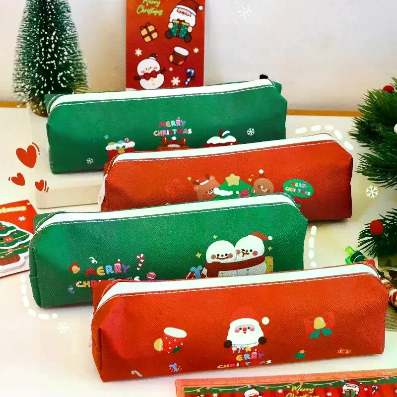 

Рождественский пенал с героями мультфильмов, милый Санта-Клаус, снеговик, большая вместительная сумка-карандаш, студенческая сумка для хранения канцелярских принадлежностей, приз, подарок