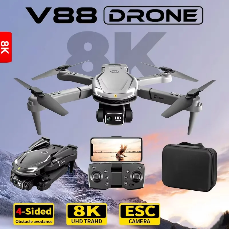 V88 Professional Drone 8K Wide-Angle HD 1080P Camera WiFi FPV Height Hold Foldable RC Drone Quadrotor Helicopter Children's Toy