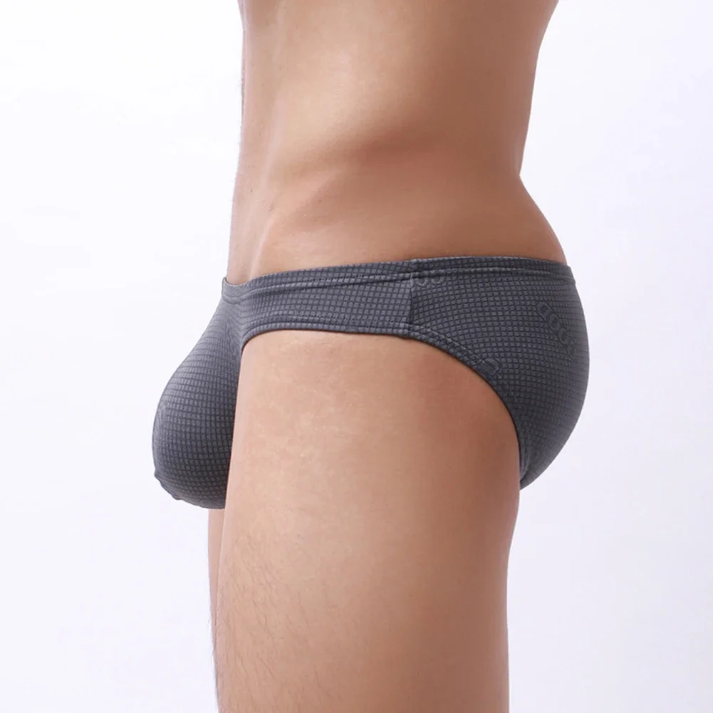 

New Men's Ice Silk Solid Color Briefs Shorts Sexy Lingerie Briefs Trunks Breathable Underwear Bulge Pouch Panties Underpants