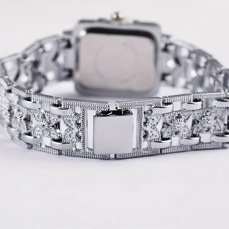 Женские кварцевые часы со стразами, модные роскошные Цифровые часы белого и черного цвета с квадратным циферблатом из сплава, 2024