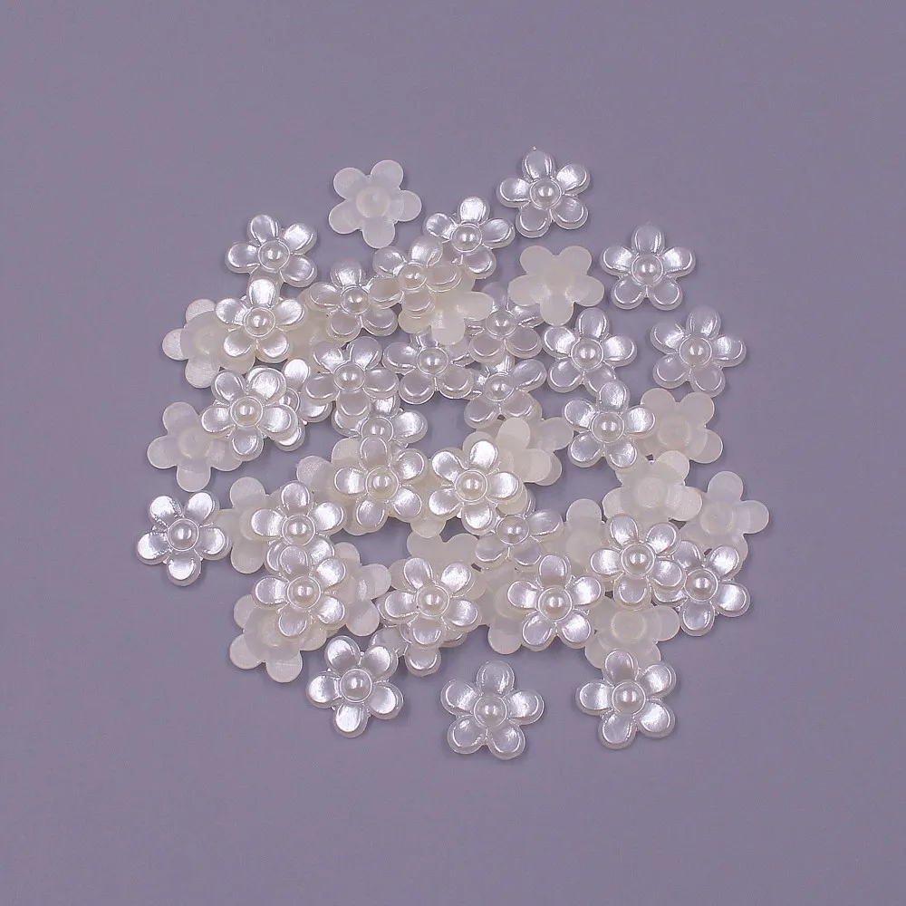 Mix Color 100pcs 12MM ABS Resin Half Round flower Pearls Flatback Beads For Art Scrapbooking Jewelry garment Making