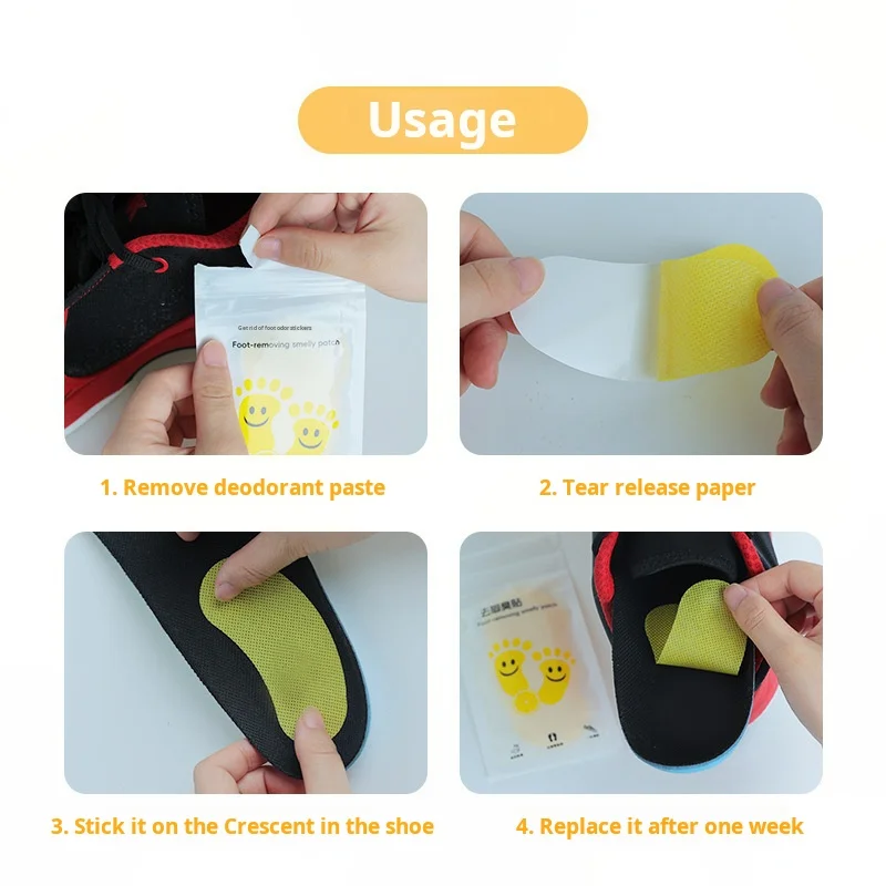 10Pcs/bag Deodorant Foot Odor Prevention Foot Sweat Sports Shoes Smelly Insole Paste Lemon Fresh Shoes Deodorant Paste