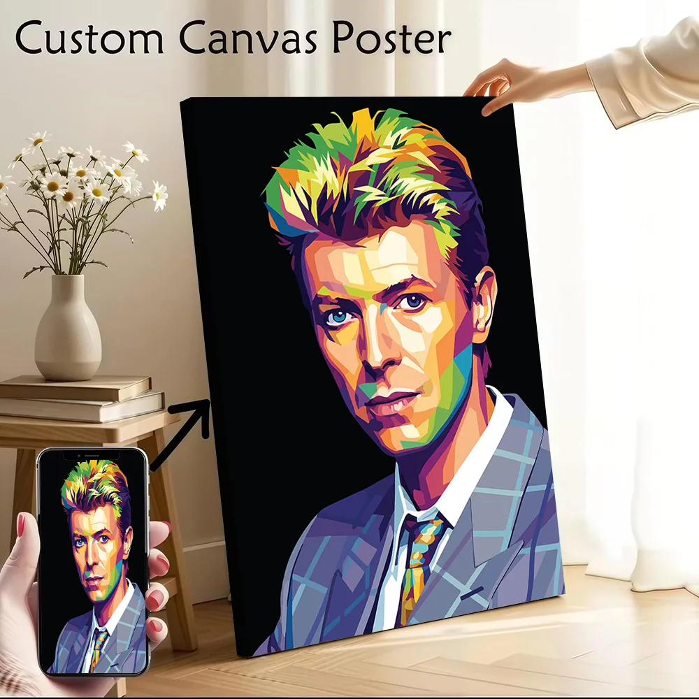 David Bowie Pop Art Portrait Canvas Poster Customizable Printed Canvas Painting Wall Art for Fans Decorative Picture Wand Deko