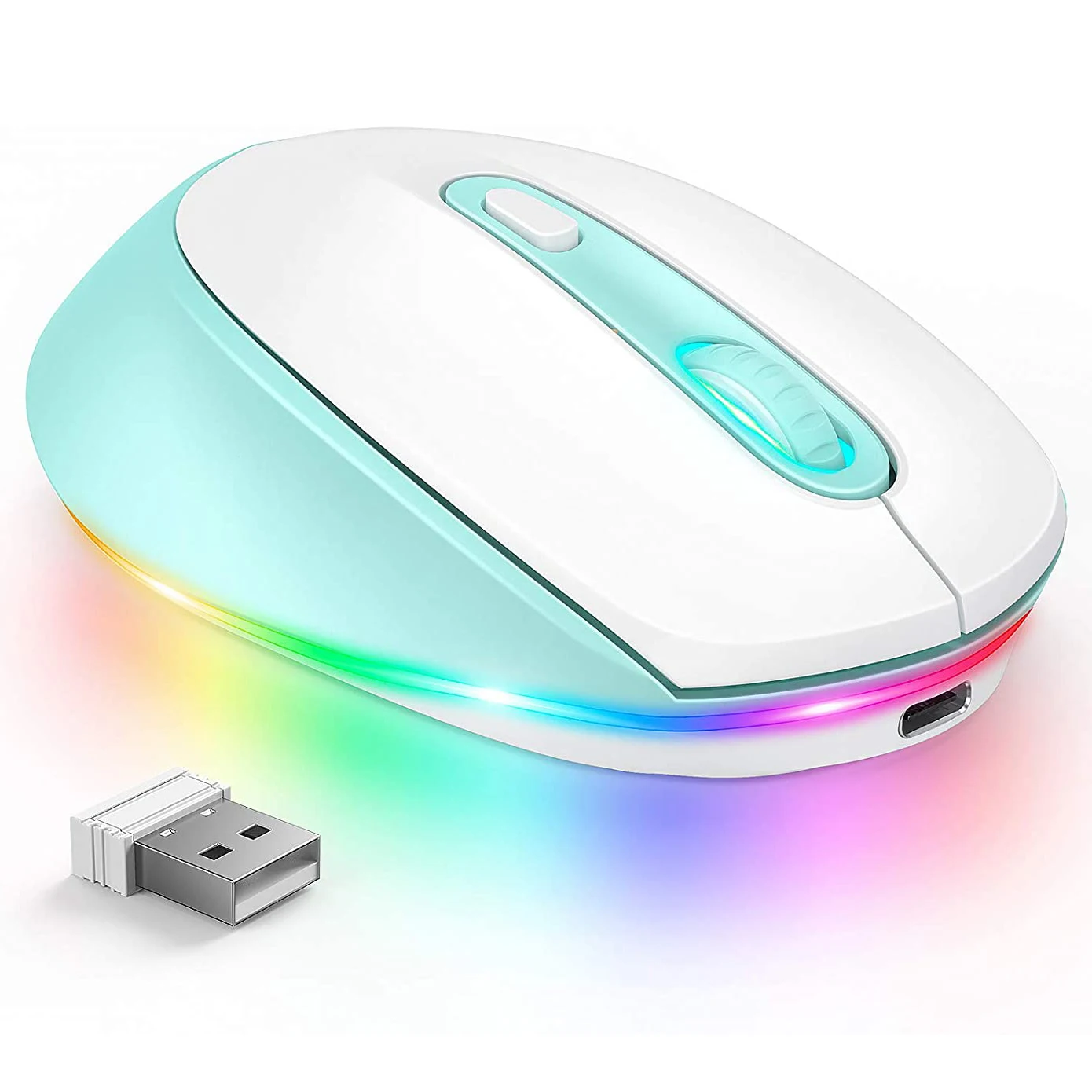 Rechargeable 2.4G Wireless Mouse 15 LED Backlit 3 Level Adjustable DPI Mouse Quit Click Mouse Gift For Computer NoteBook Laptop