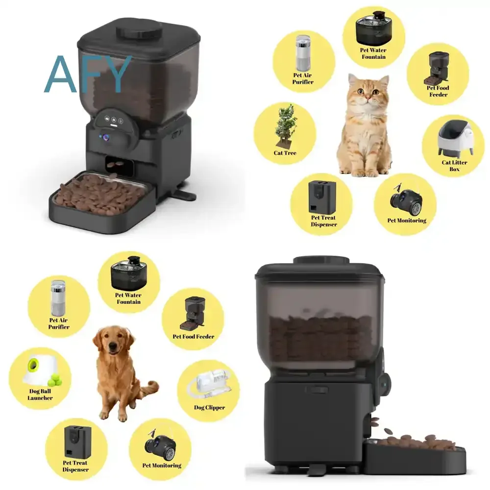 OEM High Quality 7L Automatic Smart Pet Feeder for Cats and Dogs Plastic Material Charging Power Source Multiple Pet Bowls