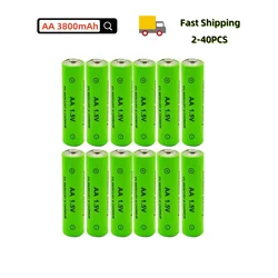 2-40PCS AA Rechargeable AA 1.5V 3800mAh Alkaline Battery for Flashlight Toys Watch Replace Ni-Mh Battery