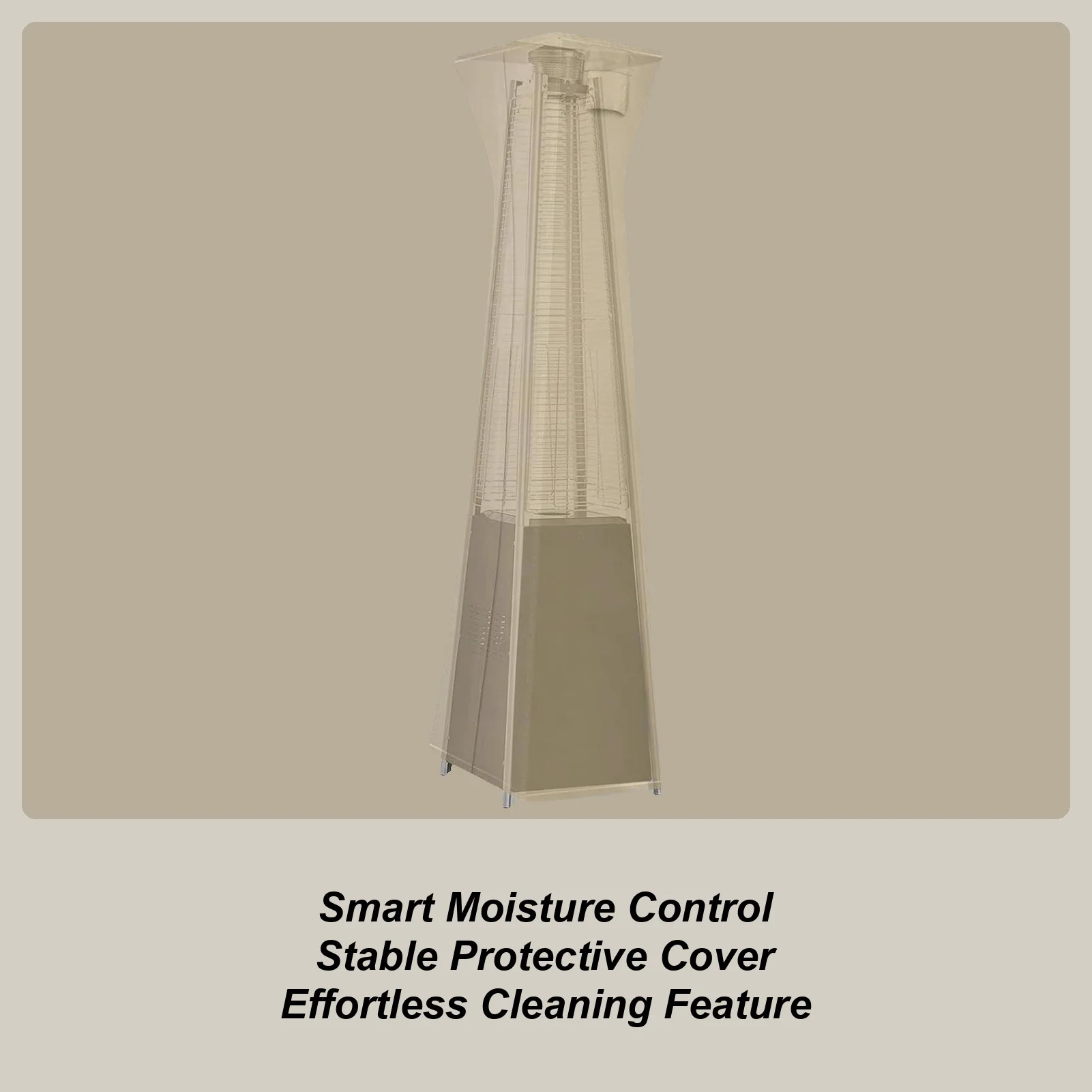 

Pyramid Patio Heater Cover Waterproof UV-Resistant Protector With Zipper Standing Pyramid Heater Cover For Lawn Deck Tan Garden