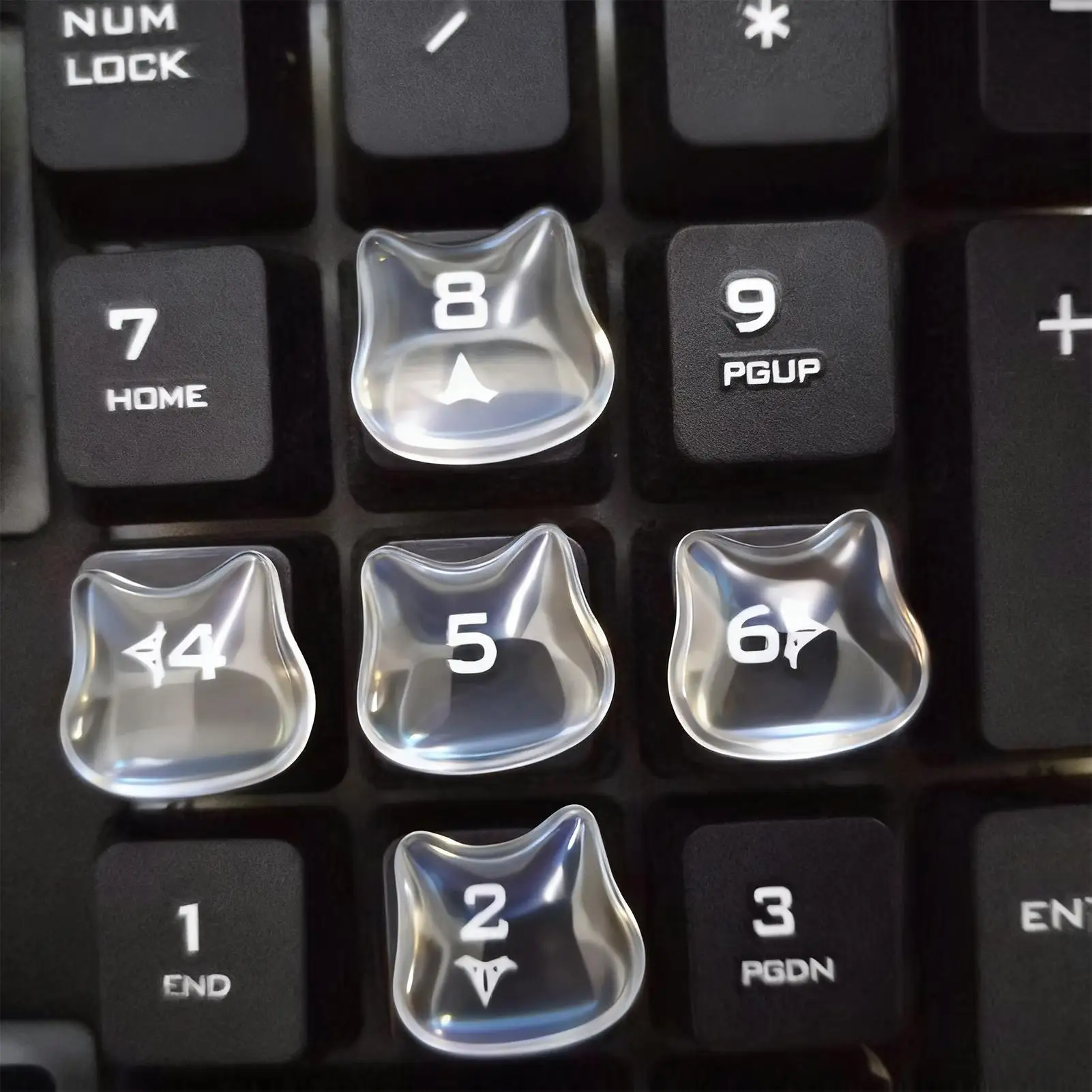 

24pcs Cat Head Keyboard Stickers Raised Clear Keycap Covers Cute Protector for Long Nails,PC, Laptop, Gaming & Work