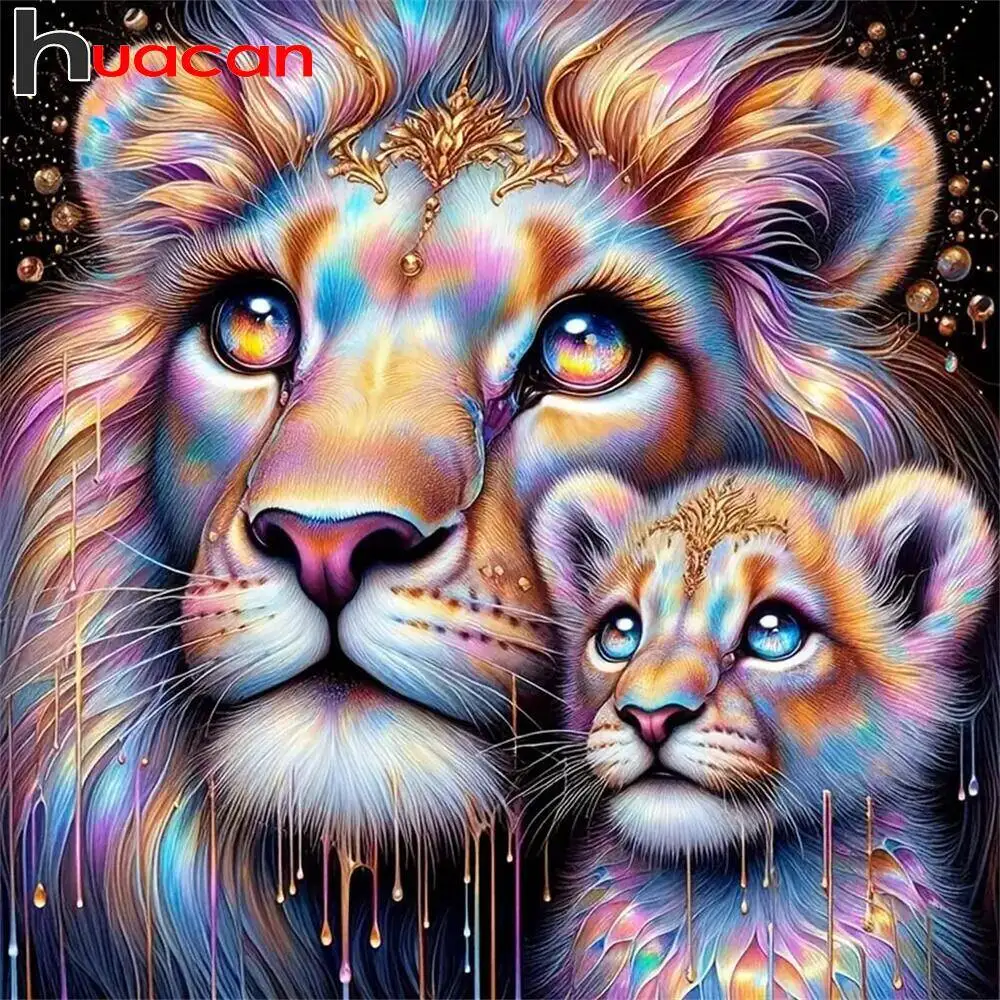 Huacan DIY Diamant Malerei Kunst Löwe Tier voller runder quadratischer Diamant Mosaik Wanddekoration