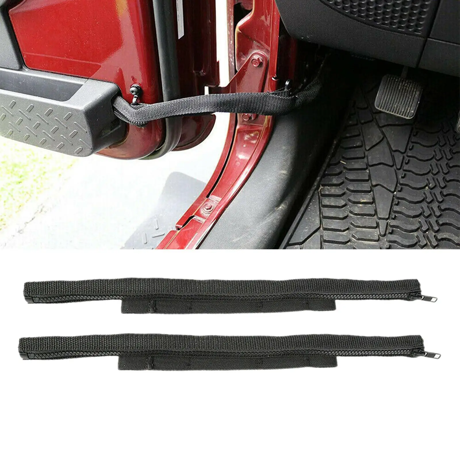 2 Pack Black Door Limiting Straps Replaces for Jeep Wrangler JK Adjustable