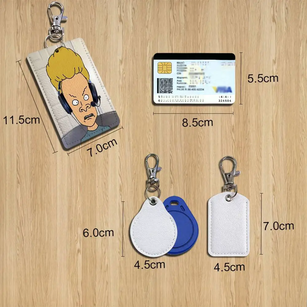 Split personality Beavis Butt Head Card Holder With Keychain Executive Protection For Bank Credit Subway Bus Case