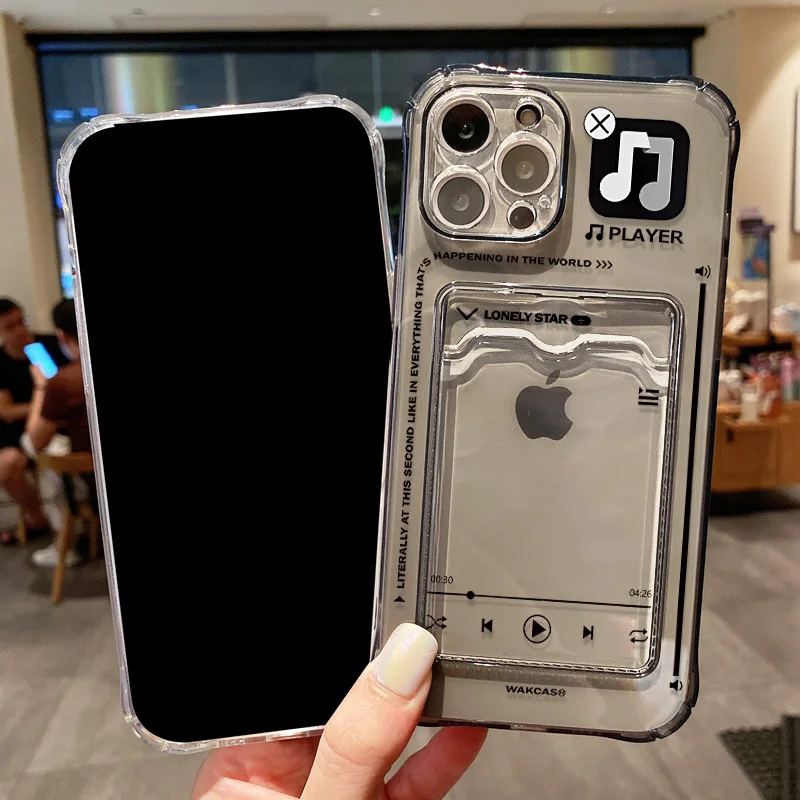 Wallet Card Holder Clear Soft Case For iPhone 11 15 16 13 14 12 Pro Max XS XR X 8 7 16 Plus SE 2022 Transparent Card Slots Cover