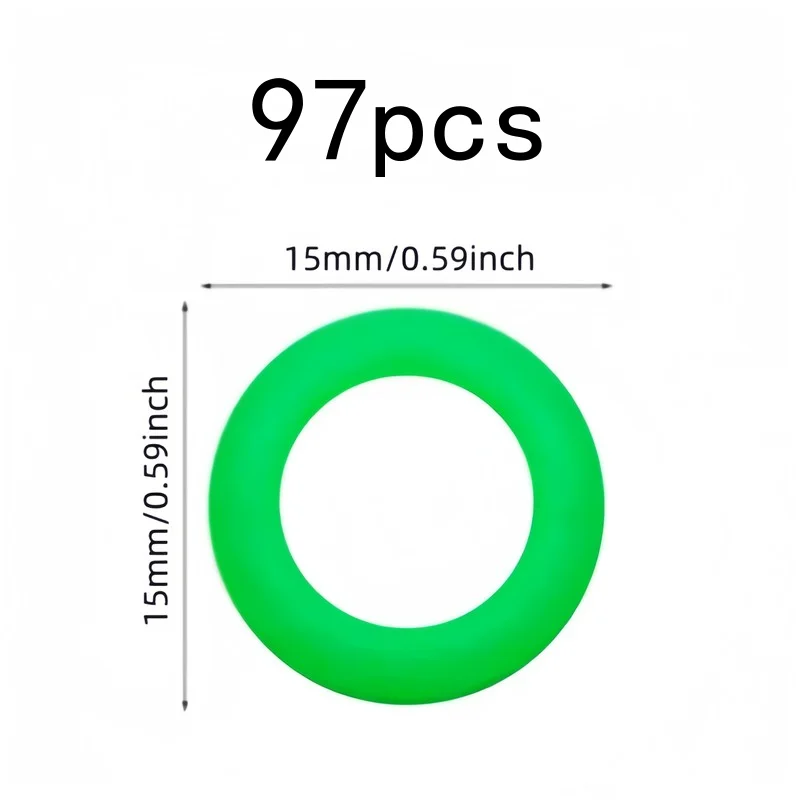 97 pcs Glow in the Dark Tent Peg Rings, Night Safety Markers for Camping and Hiking, Visible to Prevent Tripping