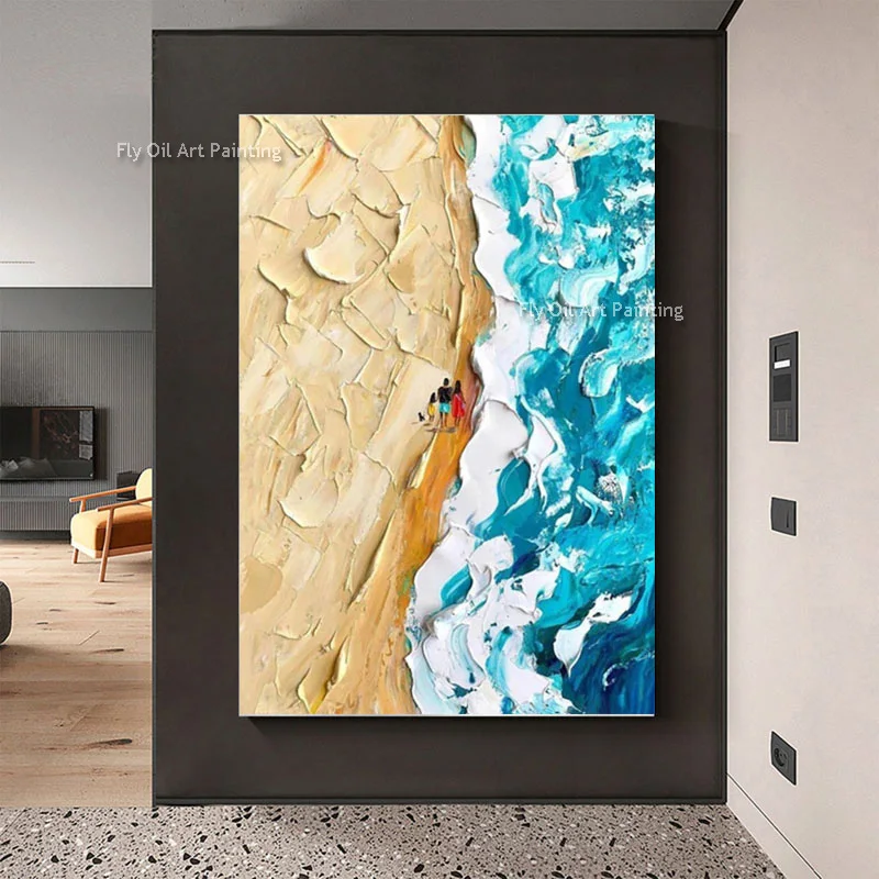 Abstract Seascape Oil Painting Sea Beach Hand Painted Modern Wall Art On Canvas For Living Room Home Decor No Frame As Best Gift