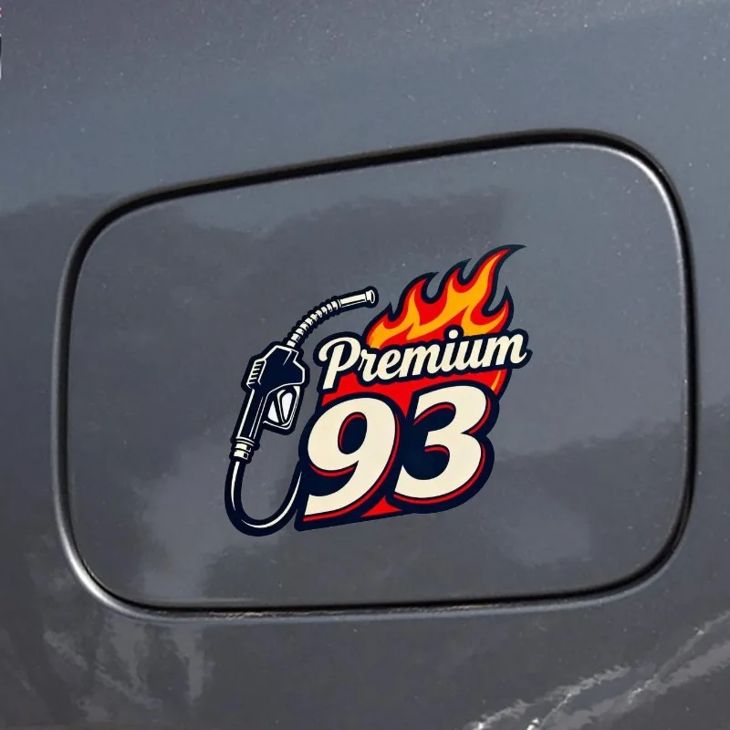1Pc Premium 93 Fuel Tank Cap Waterproof Sticker, Gasoline Prompt Decal for Car Motorcycle Decor