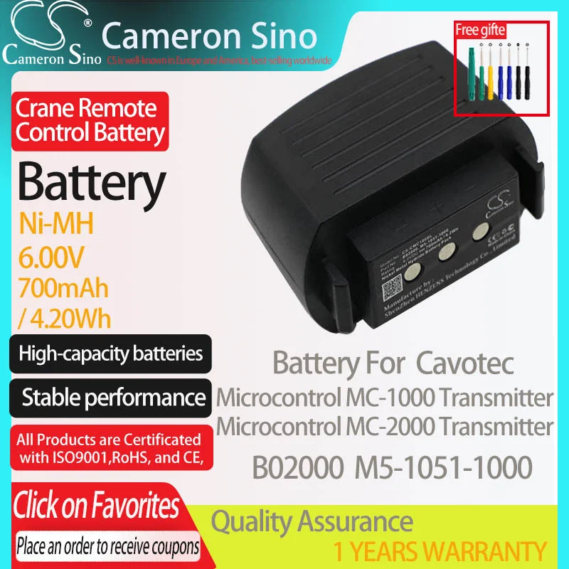 CameronSino Battery for Cavotec Microcontrol MC-1000 Transmitter fits Cavotec B02000 M5-1051-1000 Crane Remote Control battery