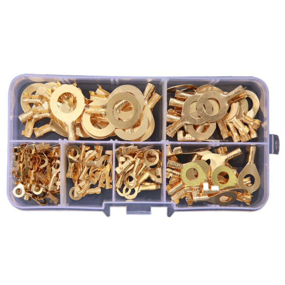 

150Pcs M3/M4/M5/M6/M8/M10 Ring Lugs Eyes Copper Crimp Terminals Cable lug Wire Connection Non Insulated Assortment Kit