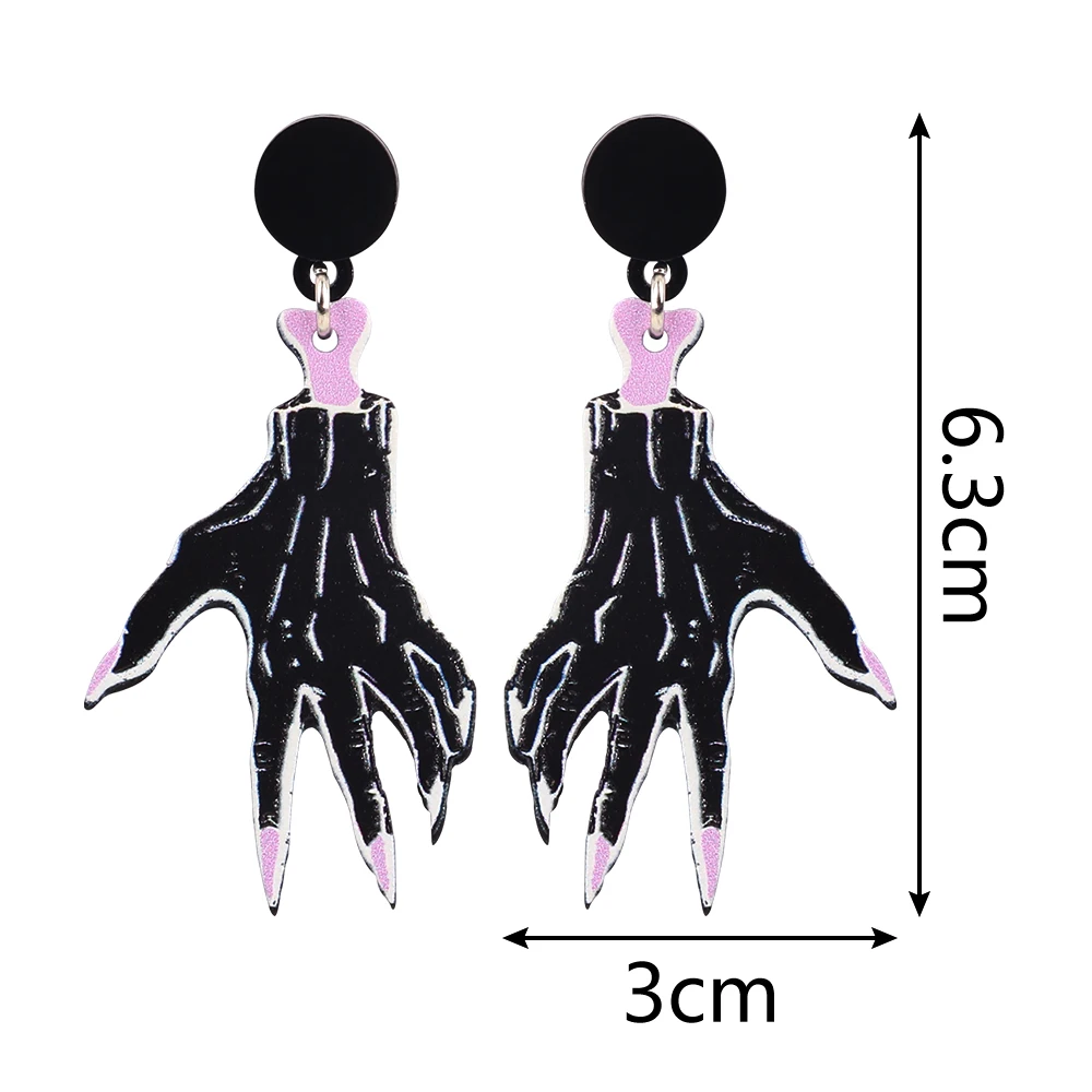 Halloween Horror Ghost Hand Bat Acrylic Women Earrings Hallowmas Black Pink Poison Bottle Drop Dangle Earring Fashion Jewelry