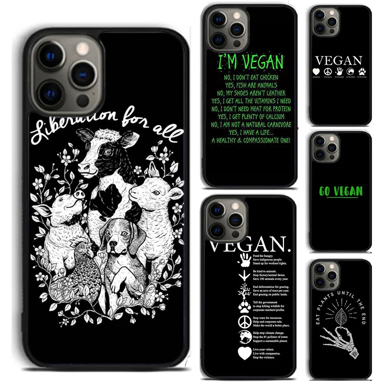 Vegetarian Quotes VEGAN LOVE VEGGIE phone Case For iPhone 16 15 14 Plus XR XS apple 16 11 12 13 mini Pro Max coque