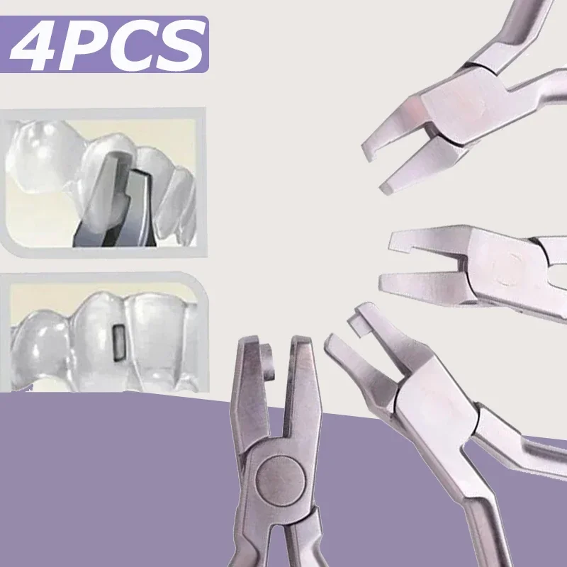 4pcs Orthodontic Aligner Plier Dental Thermal Forming Plier Punch Vertical Level Tear Drop Cutter Aligner Plier Dentist Tools