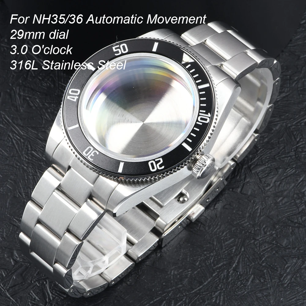 HEIMDALLR 3.0 O'clock Watch Case Steel 29mm dial casefor NH35 36 Automatic Movement Sapphire Glass Diving Watch BGW-9 super Lume