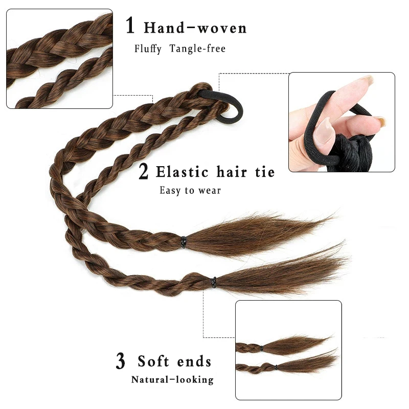 Synthetische lange gerade süße coole Haarperücke Zöpfe Haar Twist Zöpfe Frauen Hairwear Zubehör – Detail 3