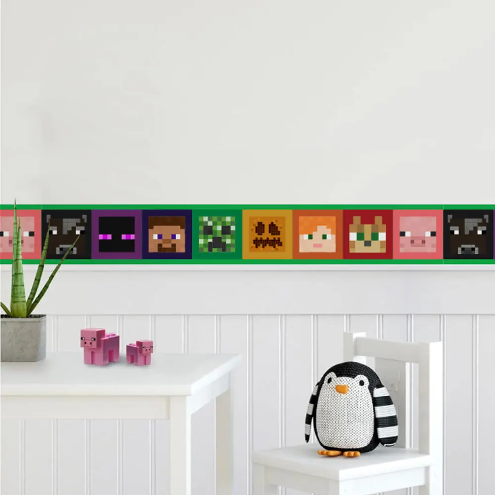 DIY Iconic Faces Peel&Stick Border Self-Adhesive Wall Border Sticker Home Decorative Border for Bathroom Living Room Decor