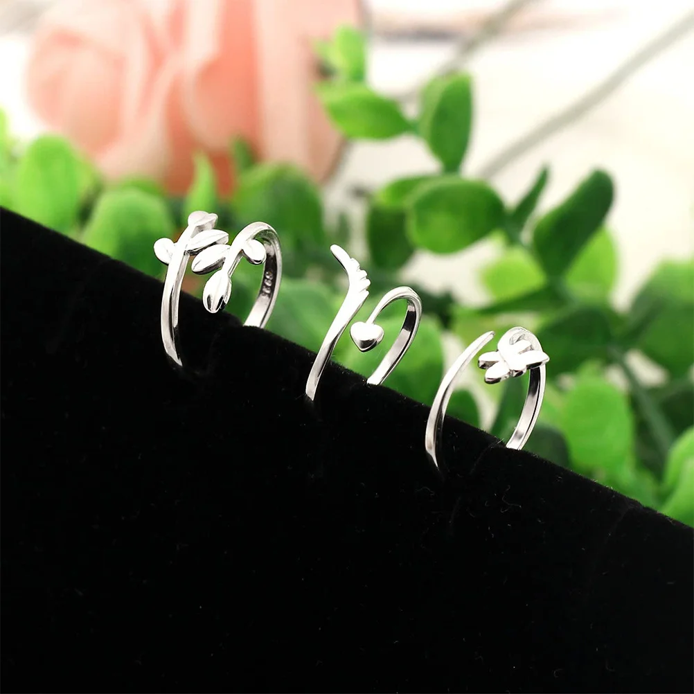 

3pcs Adjustable Open Rings Wing Leaf Dragonfly Fashionable Statement Rings For Women Daily Party Wear Comfortable Jewelry Olive