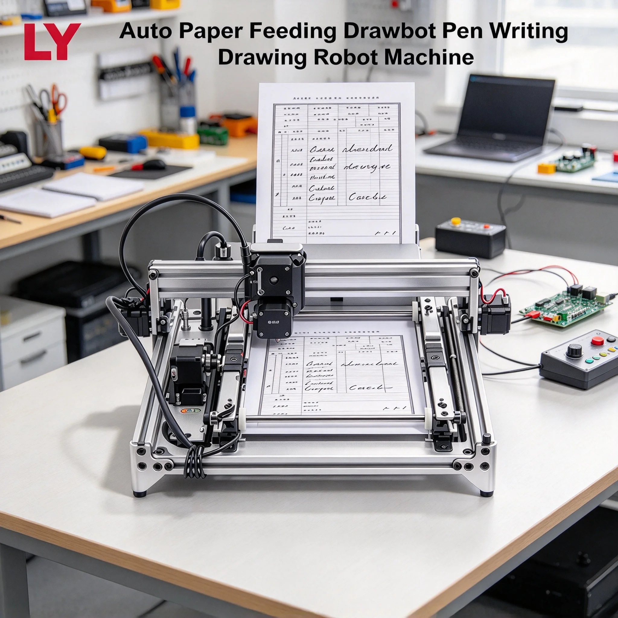 LY A4 Size Drawbot Pen Writing Drawing Robot Machine Professional Assembled Auto Paper Feeding Normal Version Frame Plotter Kit