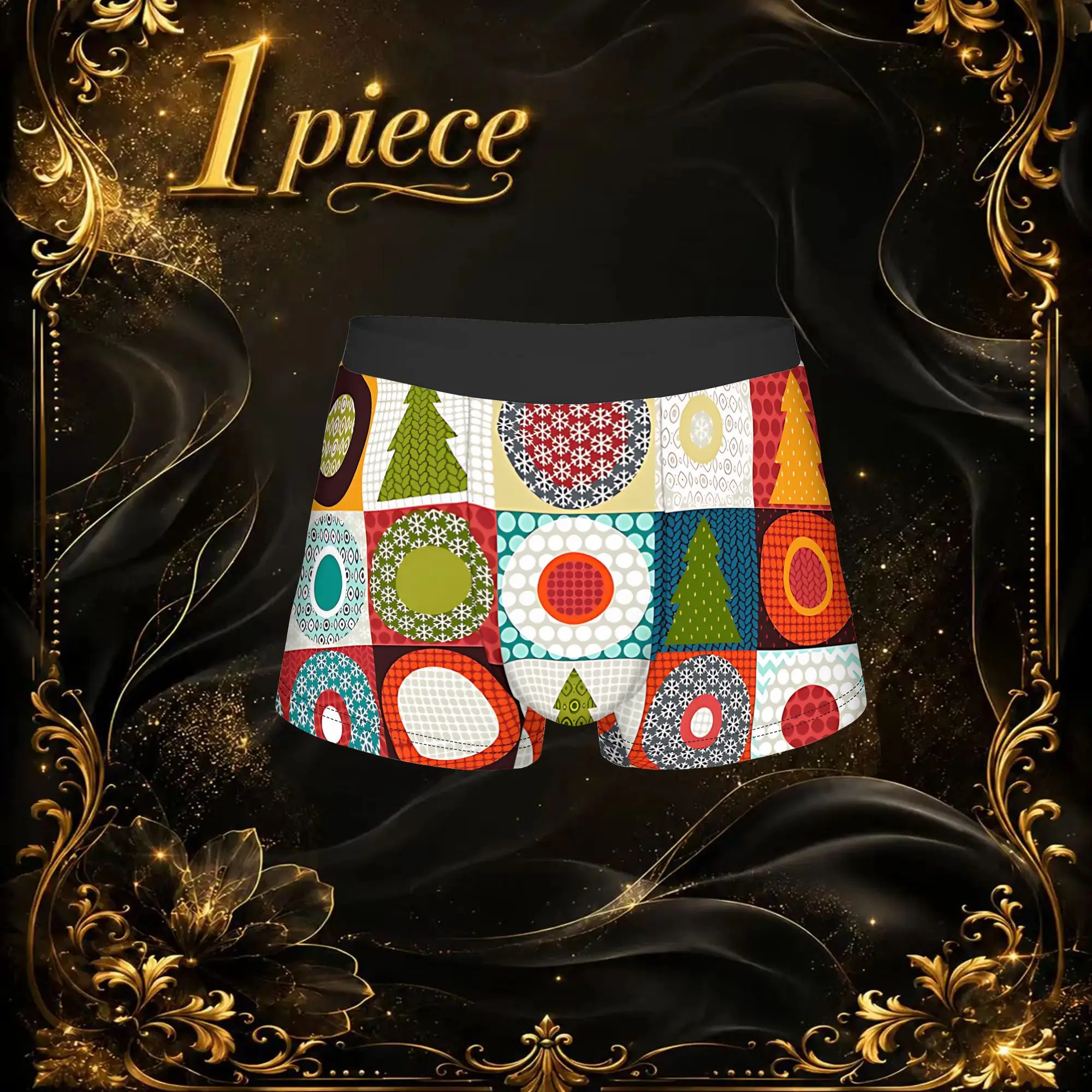 1pc Popular Geo Christmas boxers  Novelty Panties Men's Underwear Print Shorts Boxer Briefs