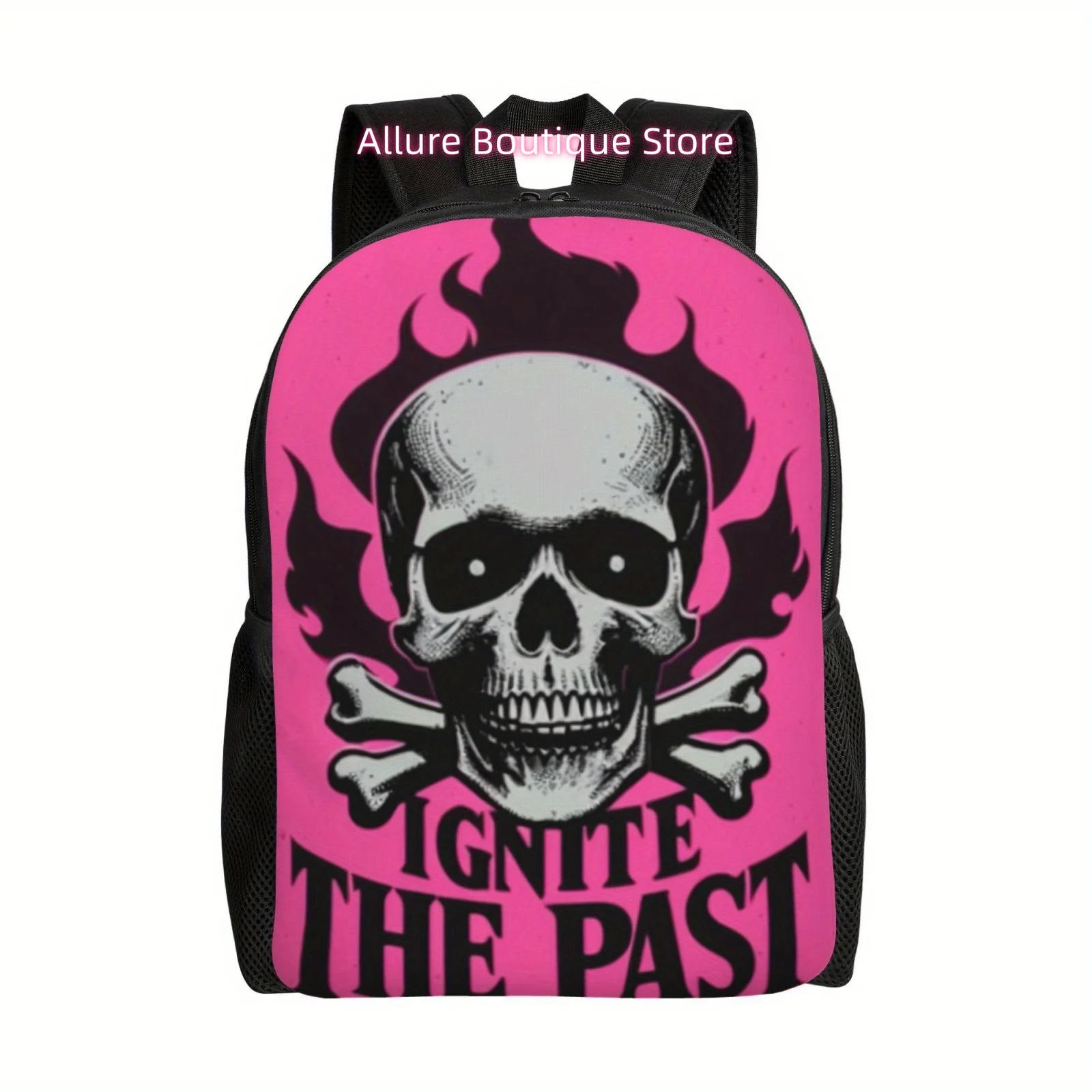 Pink Skull Casual Backpack, Lightweight Shoulder Bag for Men And Women, Large Capacity Computer Laptop Bag Book Bag for Work Tra