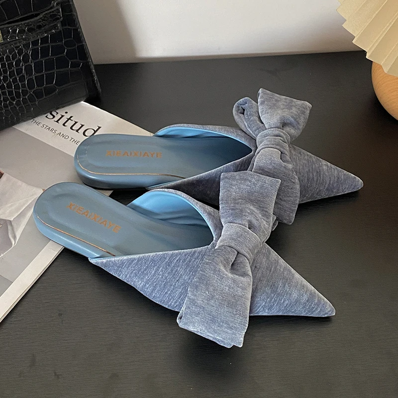 

Bow Slippers Women Flats Sandals Pointed Toe Shoes Summer 2026 New Mules Shoes Slingback Casual Shoes Comfort Flip Flops Mujer