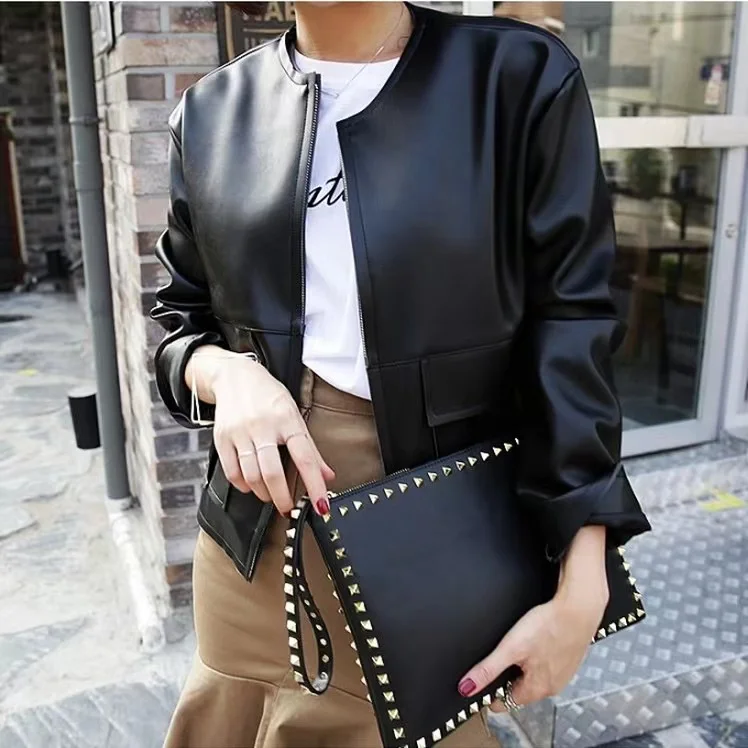 Women Daily Clutches Leather Rivet Handbags Ladies Black Envelope Evening Party Bag High Quality Bolsas Feminina Shoulder Bags