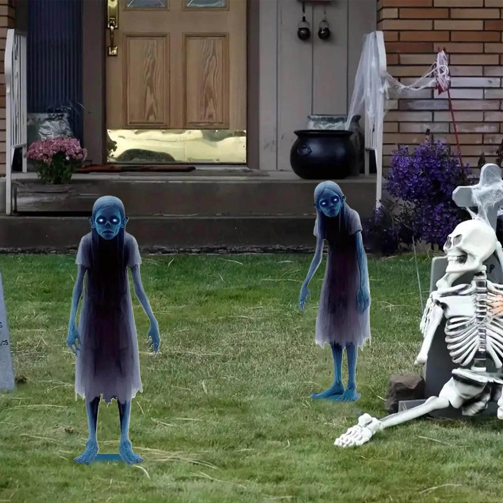 

Призрачные дворовые знаки с привидениями, страшный сад, близнецы, призрачные колья, декор из 2 предметов, реквизит ужасов на Хэллоуин для дома с привидениями, двора, патио