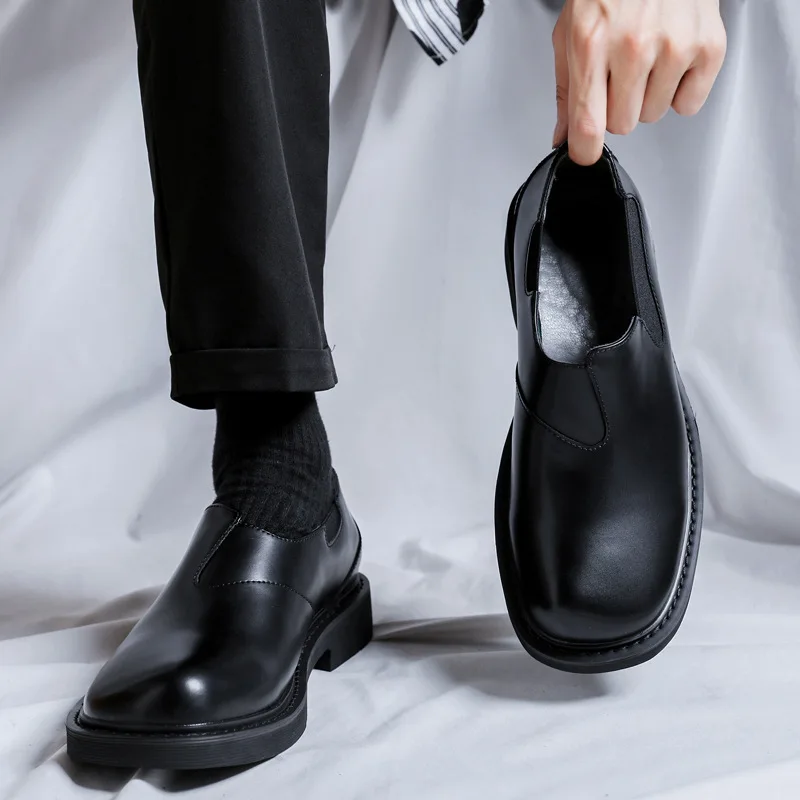 Dress Shoes Men Casual Leather Shoes Breathable Platform Slip-on Business Loafers Work Designer Wedding Party Versatile Shoes
