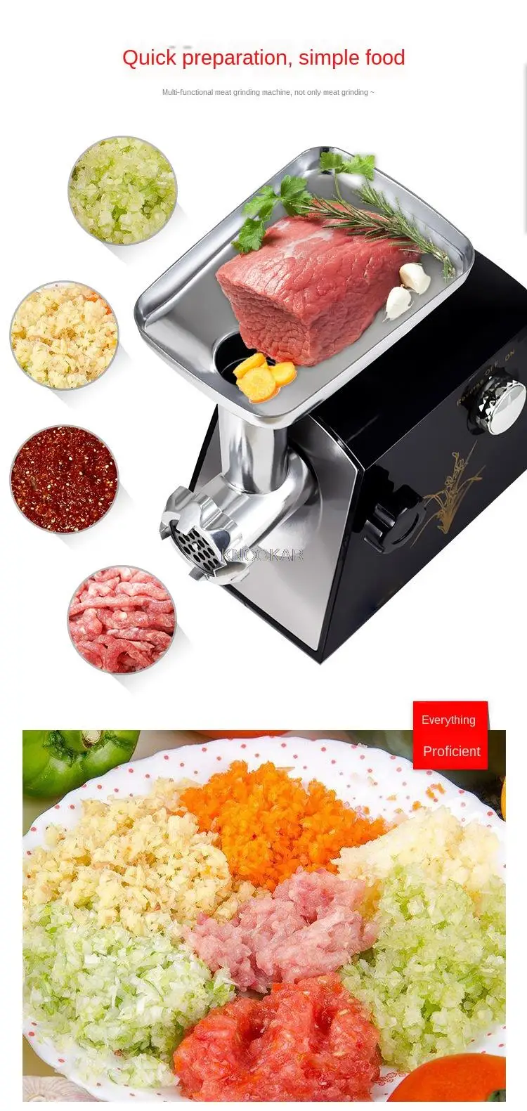 Penggiling Daging 220V Listrik Rumah Tangga Mesin Sosis Standar Amerika Standar Eropa Bisnis Kecil 400W